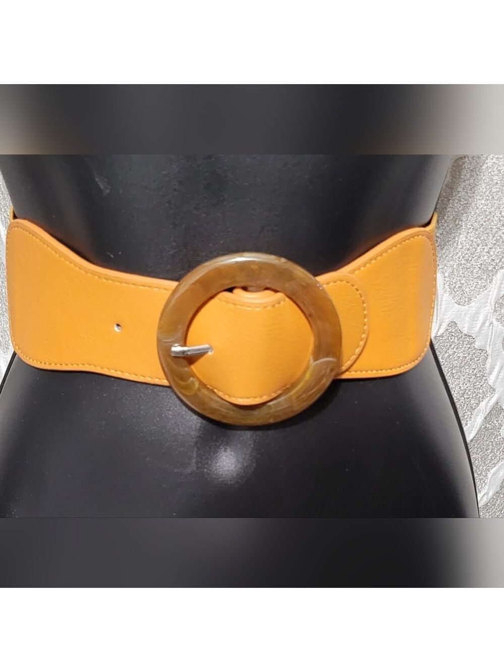 Kollie More | Wide Waist Belt | Marble Buckle | Brown